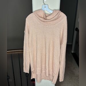 Wonderly Peach Cowl Neck Sweater Cotton Blend High Low Size XL Fall Winter